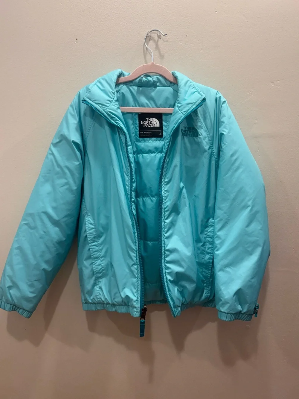 The North Face Girls Insulated Puffer Jacket Blue Size S 7/8